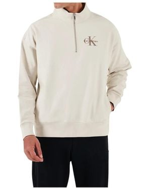 Calvin Klein Premium Terry Quarter Zip Sweatshirt - Grijs