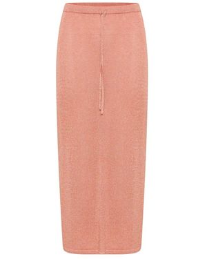 Cream Midi Skirts - Pink