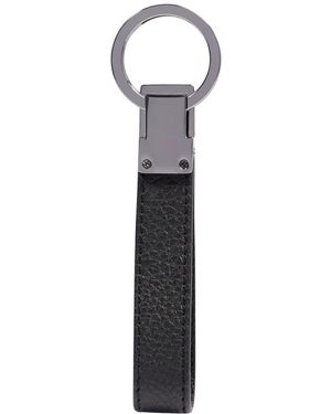 Piquadro Accessoires ,Zwart ,Leer Modus Sleutelhanger