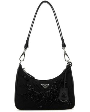 Prada Mini Re-Edition Schultertasche - Schwarz