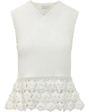 Ganni Sleeveless Tops - White