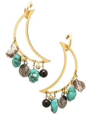La DoubleJ Accessoires ,Blauw ,Crescent Moon Oorbellen - Metallic