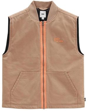 Vans Ärmellose Baumwoll-Zip-Up-Jacke Mit Logo - Natur