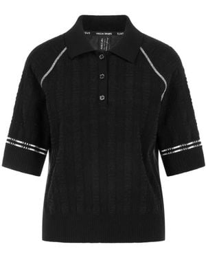 Marc Cain Tops ,Zwart ,Katoen Polo Shirt Gebreid