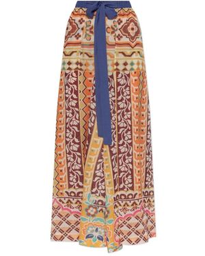 Etro Broeken ,Veelkleurig ,Polyester Broek Met Splitten Aan De Pijpen - Wit