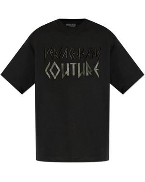 Versace Jeans Couture T-shirt mit gesticktem logo - Schwarz