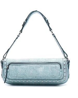 BY FAR Blaue denim-schultertasche