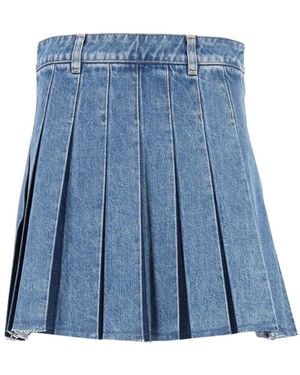Maison Kitsuné Geplooide Denim Minirok - Blauw
