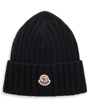 Moncler Strickmütze Mit Umschlag - Schwarz