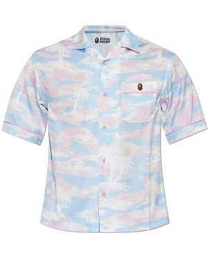 A Bathing Ape Shirt Mit Logo - Blau