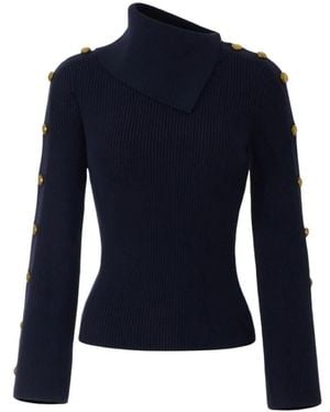 Elisabetta Franchi Pullover Mit Schmuckknöpfen - Blau