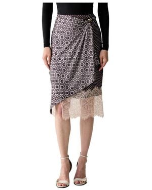 Liu Jo Rokken ,Veelkleurig ,Polyester Midi Rok Met Kanten Details - Zwart