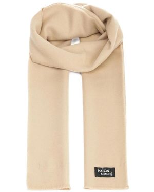 Maison Kitsuné Wool Fringe Scarf - Natur