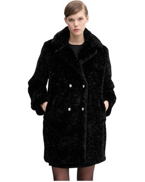 GAUDI Jassen ,Zwart ,Leer Buttoned-Cuff Coat