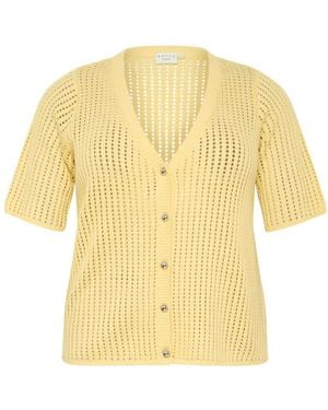 Kaffe Truien & Vesten ,Geel ,V-Hals Vest Met Knoopdetail