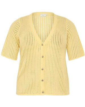 Kaffe V-Ausschnitt-Strickjacke Mit Knopfdetail - Gelb
