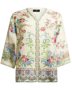 Etro Jassen ,Veelkleurig ,Katoen Flora Fauna Jacket - Groen