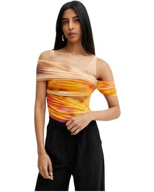 Pinko Tops ,Oranje ,Leer Body