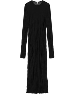 TOTEME Crinkled Knit Long Sleeve Dress - Zwart