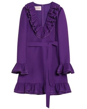 Valentino Elegante Wol Zijde Jurken - Paars