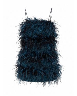Oséree Lumière Plumage Fluffy Mini Jurk - Blauw