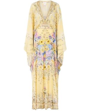 CAMILLA Kleedjes ,Geel ,Leer Lange Kaftan Met Taille Detail - Metallic