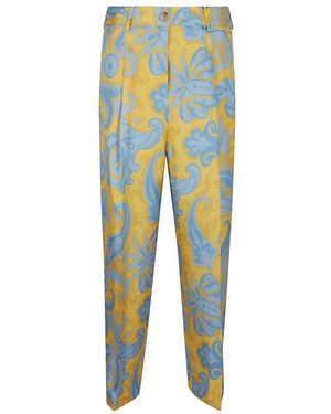 Etro Blau Seidig Elegante Damen Hose