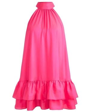 Alice + Olivia Rosa Halterneck-Kleid Mit Volants - Pink