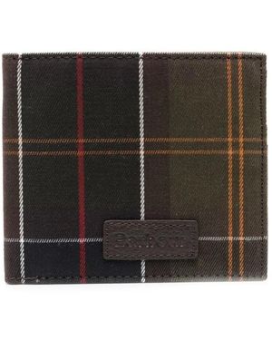 Barbour Tartan Check Leder Geldbörse - Schwarz