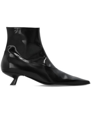 Marni Schoenen ,Zwart ,Leer Leren Enkellaarsjes Met Hak