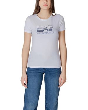 EA7 Ea7 Witte Katoenen T-Shirt - Blauw