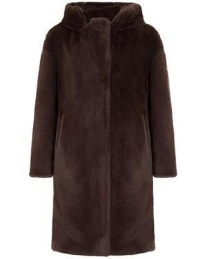 Herno Jassen ,Bruin ,Polyester Lange Jas Bont Effect