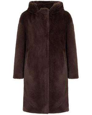 Herno Jassen ,Bruin ,Polyester Lange Jas Bont Effect