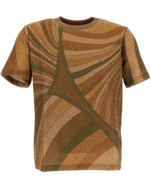 PUCCI Marmo Print Jersey Lamé T-Shirt - Bruin