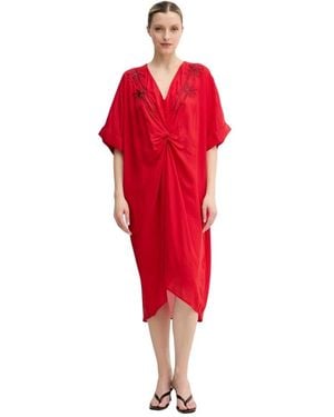 Lola Casademunt Midi-Kleid Mit Perlenbesatz Und Twist-Detail - Rot