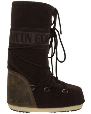 Moon Boot Schoenen ,Bruin ,Polyester Icon Fleece Boot - Zwart