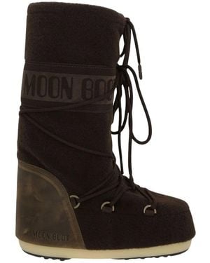 Moon Boot Schoenen ,Bruin ,Polyester Icon Fleece Boot - Zwart