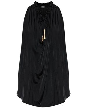 Balmain Plissiertes, Fließendes Jersey-Oberteil - Schwarz