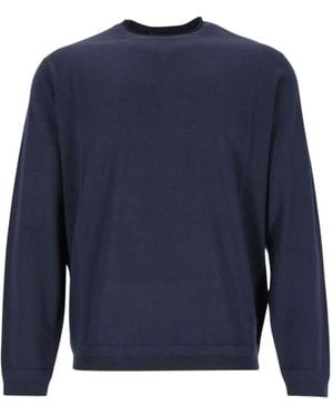 Emporio Armani Truien & Vesten ,Blauw ,Wol Trui Met Ronde Hals Van Scheerwol