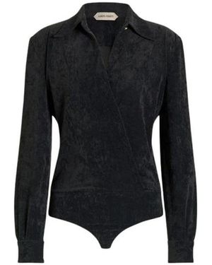 Alberta Ferretti Draped Stretch Velvet Bodysuit - Schwarz