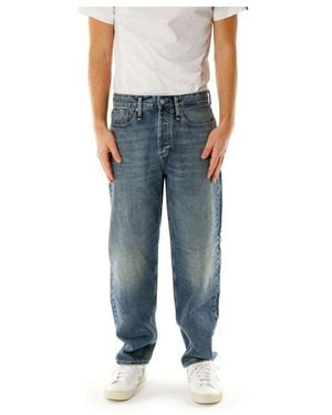 Denham Relaxed tapered fit jeans mit mittlerer leibhöhe - Blau