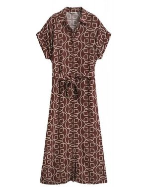 GANT Kleedjes ,Bruin ,Monogram Cap Sleeve Jurk