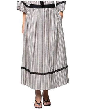 Kaos Viscose En Linnen Gestreepte Rok - Grijs