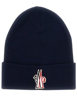 Moncler Logo Beanie - Blau