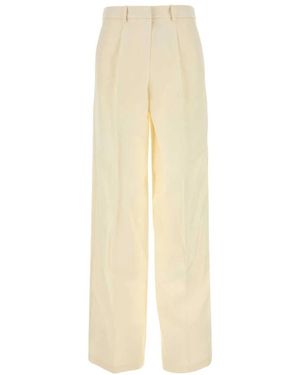 Magda Butrym Wool-Silk Blend Tailored Trousers - Natural
