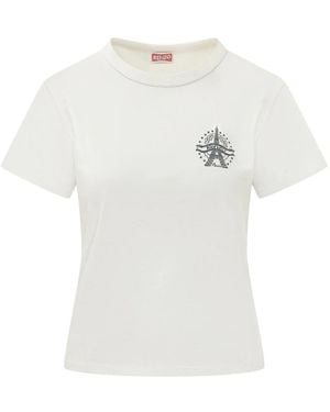 KENZO Tops ,Wit ,Katoen Eiffeltoren T-Shirt