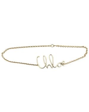 Chloé Accessoires ,Geel ,Script Logo Chain Belt - Wit