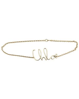 Chloé Accessoires ,Geel ,Script Logo Chain Belt - Wit