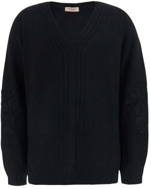 Twinset V-Neck Knitwear - Negro