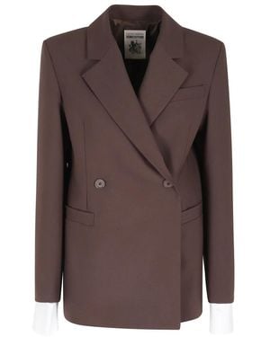 Semicouture Jassen ,Bruin ,Leer Dulcinea Blazer